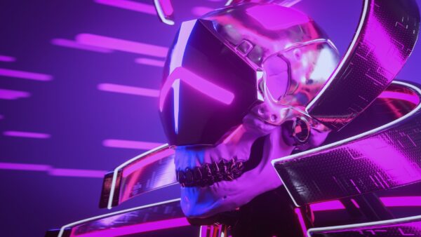Fototapeten Neon Cyberpunk Schädel