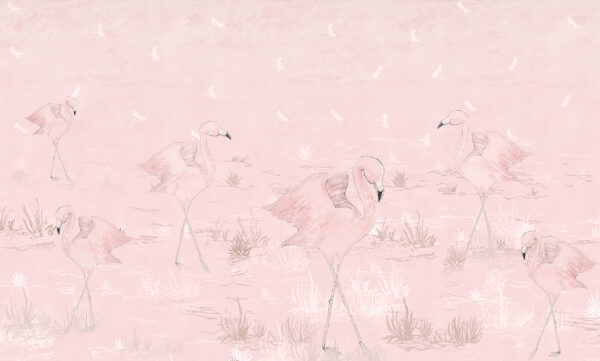 Fototapeten Pink Flamingo Tanz