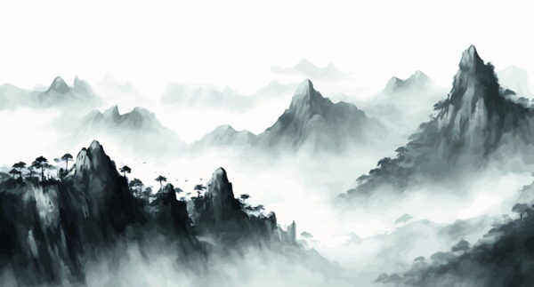 Fototapeten Berge im Nebel