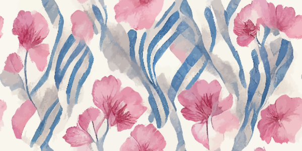 Fototapeten Aquarell-Aquarell mit rosa Blumen