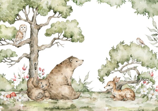 Fototapeten Waldkinder Aquarell