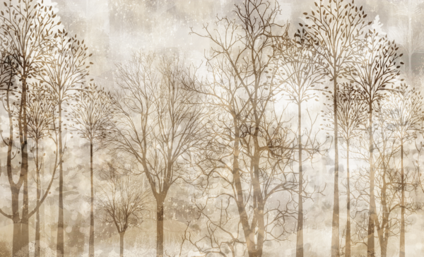 Fototapeten Nebelbeige Wald