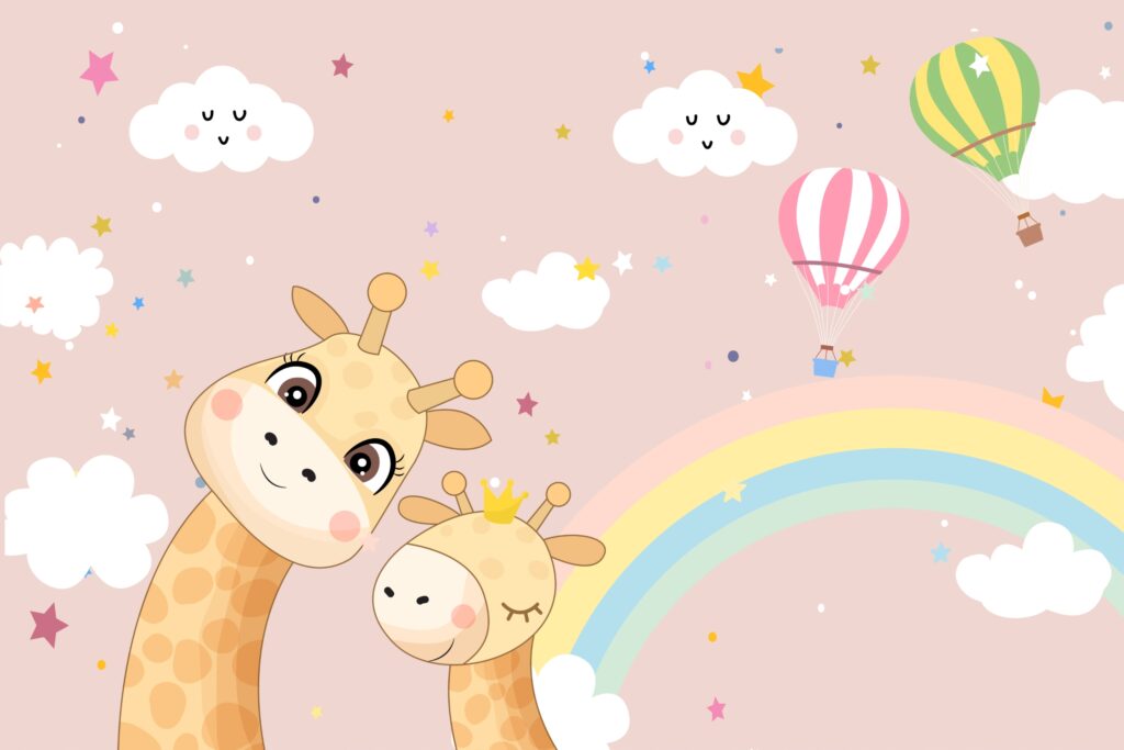 Fototapeten Giraffen in den Wolken