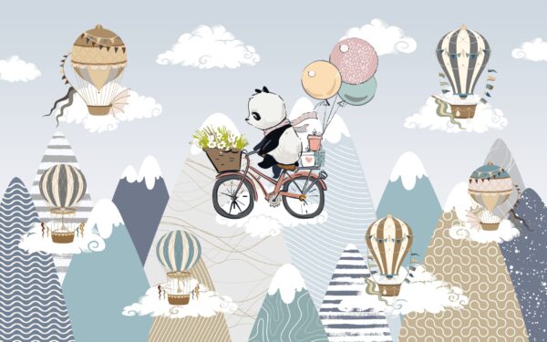Fototapeten Mit Panda auf einem Fahrrad
